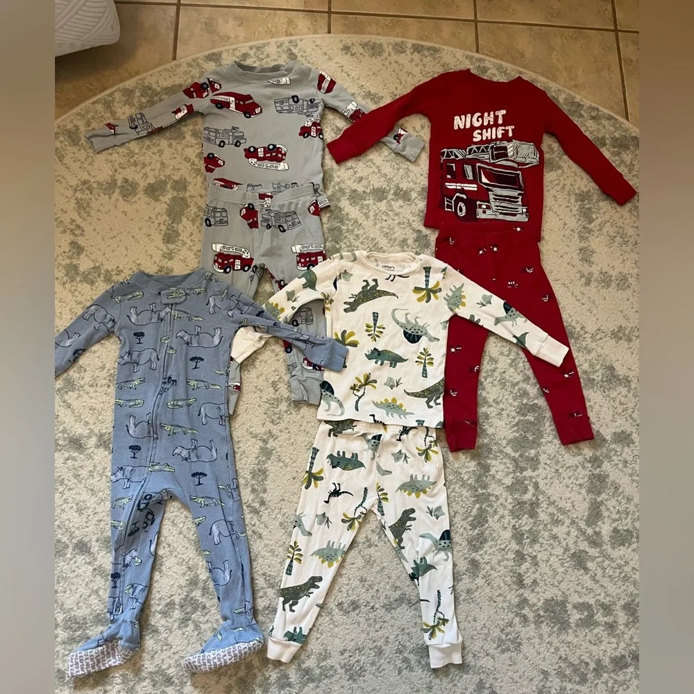 Carter’s Set of 4 Boys Dinosaur Safari Fire Truck Pajamas